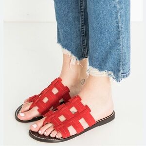 Elegant Red Women's Slide Sandals